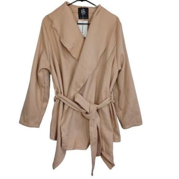 bloom Jackets & Blazers - NWT Bloom Chic Women Belted Lapel Collar Asymmetrical Coat Tan Size 1X (16)